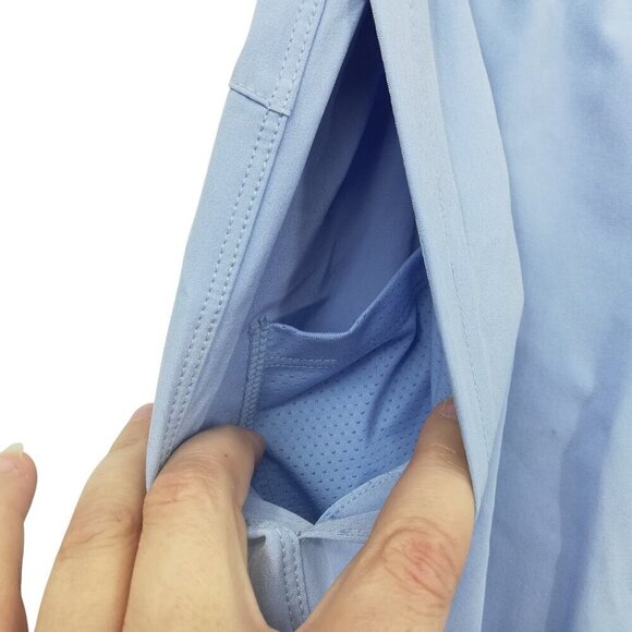 Fabletics Mens Fundamental Lined Pull On Workout Shorts Size l Blue Phone Pocket - Picture 6 of 8